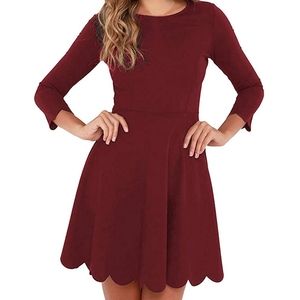 Mini dress with scalloped hem and sleeves Small